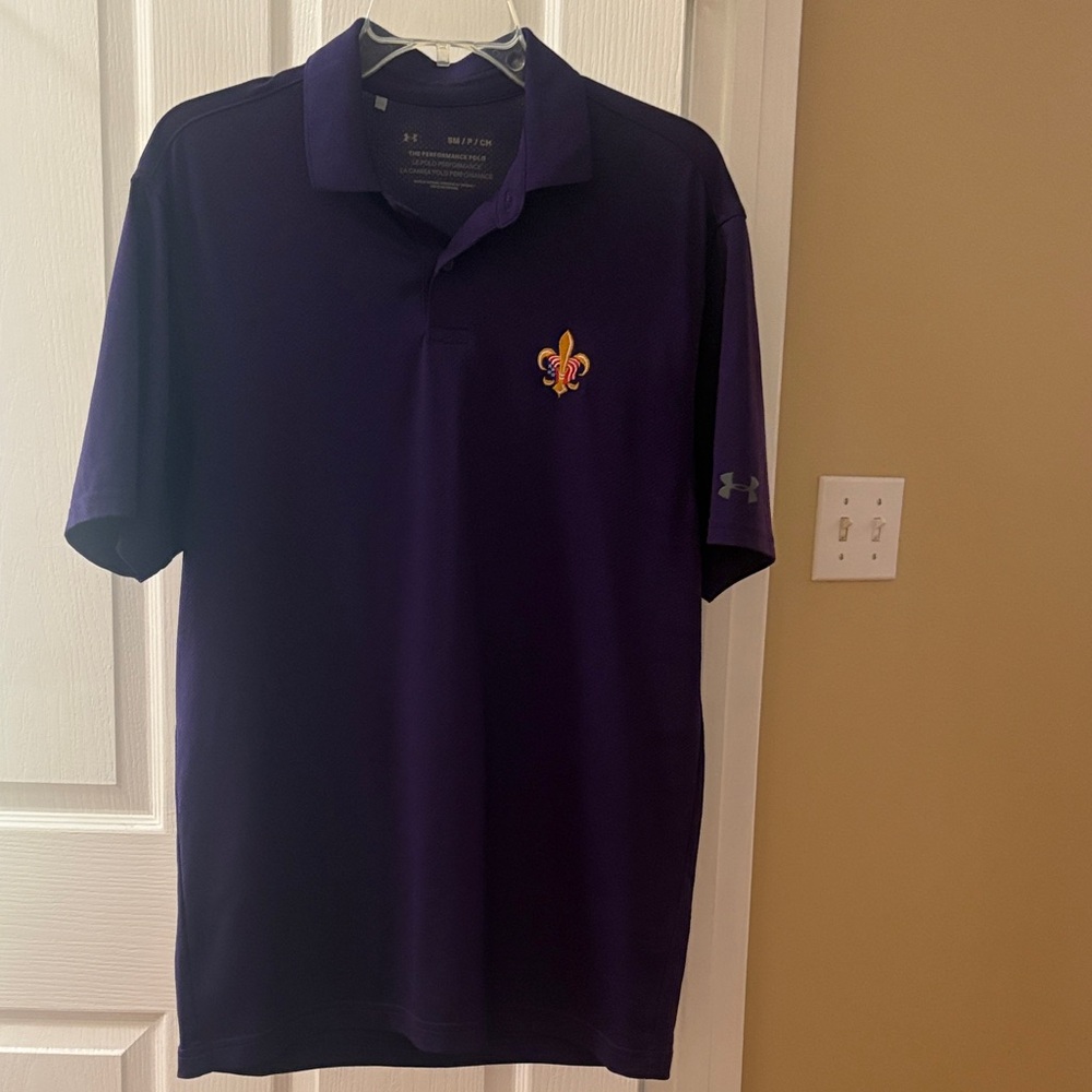 Under Armour Men’s Purple Polo with Fleur-de-Lis Embroidery